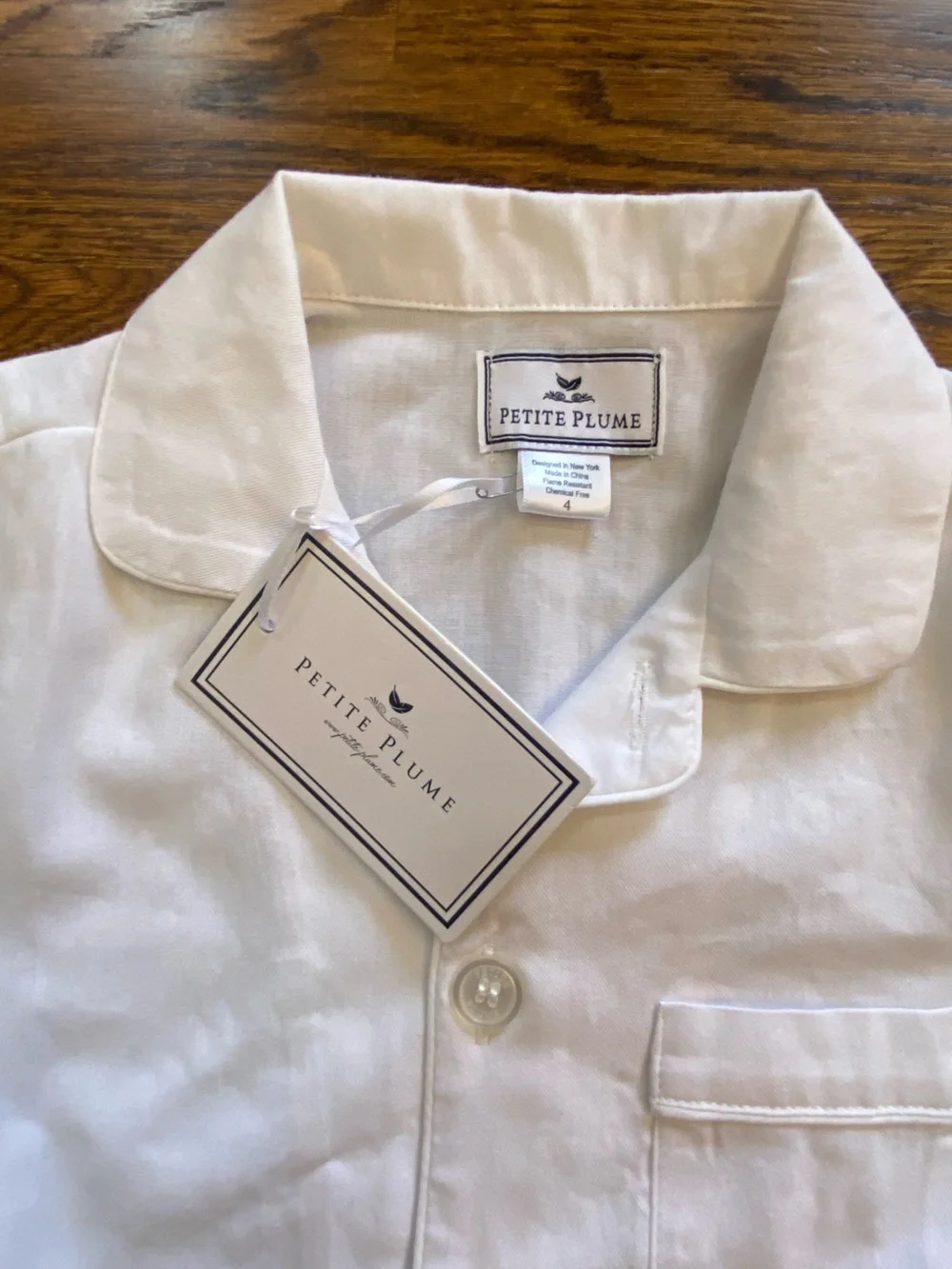 Petite‎ Plume White Short Pajama Set for Kids, NWT, Size 4
